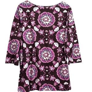 Croft & Barrow Women's Multicolored Floral 3/4 Sleeve Boat Neck SZ/2X